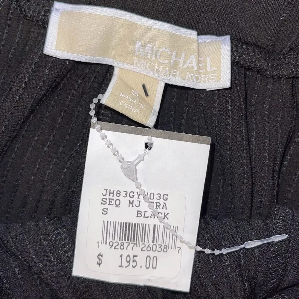 NWT Michael Kors Womens Sequined Tapered Leg Trouser Pants Black‎ Size Small